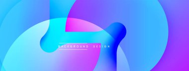 Soyut akışkan şekiller harmanlanarak canlı mavi ve mor renkler yaratır. Arkaplan ve sunumlar için modern tasarım ögesi.