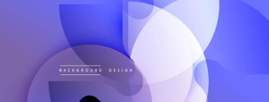 Soyut mavi arkaplan, üst üste binen daireler oluşturarak dinamik görsel doku oluşturur. Gradyan gölgeler derinliği arttırır, modern estetik.