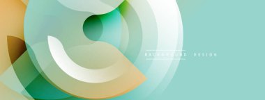 Soyut tasarım katmanlı daireler, yumuşak renkler. Turkuaz, yeşil, altın rengi modern fon yaratır. Minimalist stil, temiz hatlar.