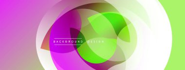 Soyut renkli katmanlar dinamik görsel efekt yaratır. Mezuniyet değişimleri mor, yeşil ve beyaz renkleri harmanlıyor. Modern tasarım ögesi.