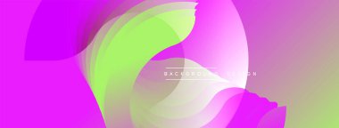 Soyut akışkan şekiller, canlı renklerin karışımı. Pembe, yeşil renkler tasarıma hakim. Modern, dinamik görsel kompozisyon.