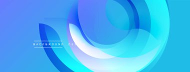 Soyut mavi tasarım üst üste binen dairesel şekiller. Gradyan renkler dinamik görsel efekt yaratır. Metin arkaplan tasarımı okur.