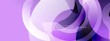 Soyut mor arkaplan. Üst üste binen daireler dinamik akış şekilleri, modern tasarım elementleri yaratır. Yumuşak renkler, yumuşak renkler.