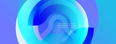 Soyut mavi girdaplar dinamik arkaplan yaratır. Katmanlar üst üste biniyor, sıvı şekiller oluşturuyor, modern tasarım elementleri.