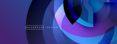 Soyut akışkan şekiller, mor, mavi renkler dinamik bir zemin oluşturur. Modern tasarım elementleri hareket, derinlik.