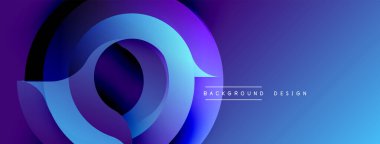 Soyut mavi mor katmanlar dinamik dairesel tasarım yaratır. Sunumlar ve pankartlar için modern gradyan arkaplanı.