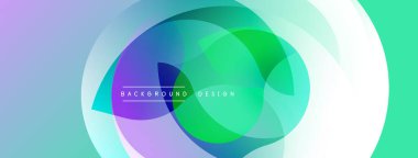 Soyut renkli katmanlar dinamik görsel efekt yaratır. Gradyan renkler harmanlanır, dairesel şekiller oluşturulur, modern tasarım ögesi.