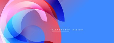 Soyut akışkan şekiller, canlı renkler, mavi baskın gelir. Modern tasarım, dinamik kompozisyon, pürüzsüz gradyanlar.