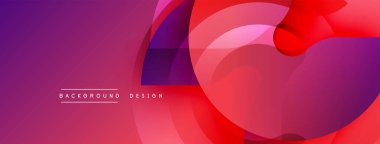Soyut eğim arkaplanı. Üst üste binen daireler dinamik görsel efekt yaratır. Mor, pembe, kırmızı renkler kompozisyona hakim. Modern tasarım ögesi.