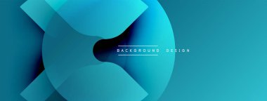 Soyut mavi tasarım. Üst üste binen şekiller dinamik görsel efekt yaratır. Minimalist tarz, sunumlar için modern arkaplan.