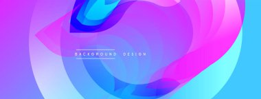 Soyut sıvı şekilleri canlı mor, mavi renkleri harmanlar. Modern tasarım kompozisyon içinde merkezlenmiş metin arkaplan tasarımı içerir.