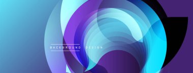 Soyut mavi mor tasarım. Üst üste binen daireler tünel etkisi yaratır. Arkaplan ve sunumlar için modern grafik ögesi.
