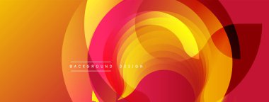 Soyut tasarım canlı turuncu, sarı, kırmızı katmanlar içerir. Dairesel şekiller tünel illüzyonu yaratır. Metin arka plan tasarımı okur. Modern estetik.