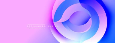 Soyut arkaplan özellikleri katmanlı dairesel şekiller. Pembe, mor, mavi renkler düzgün bir şekilde harmanlanarak dinamik görsel efekt yaratır. Modern tasarım ögesi.