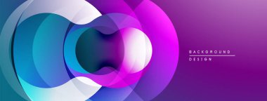 Soyut kompozisyon. Üst üste binen daireler dinamik değişim etkisi yaratır. Mor, mavi, beyaz renkler kusursuz bir şekilde harmanlanır. Modern tasarım ögesi.