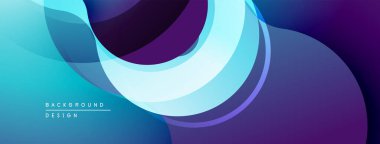 Soyut akışkan şekiller, canlı maviler, morlar modern arka plan yaratır. Yumuşak eğimler hareketi, derinliği gösterir.