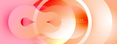 Soyut tasarım özellikleri üst üste binen daireler, gradyanlar. Sıcak renkler baskın gelir, modern görsel efekt yaratır. Yumuşak geçişler mevcut.