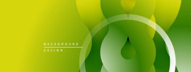 Soyut yeşil arkaplan. Üst üste binen şekiller modern tasarım yaratır. Renkler pürüzsüz görsel efekt sunar. Minimalist stil.