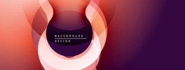 Soyut tasarım özellikleri üst üste binen yuvarlak şekiller. Sıcak renkler koyu mor renkler ile harmanlanır. Modern estetik, arka planlar için uygun.