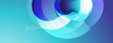 Soyut mavi tasarım, üst üste binen daireler, gradyanlar. Modern estetik, pürüzsüz geçişler, canlı renkler dinamik bileşim oluşturur.