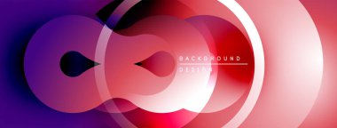 Soyut sıvı şekilleri, canlı gradyanlar. Çemberler dinamik bileşim oluşturur. Modern tasarım, pürüzsüz geçişler, zarif estetik.