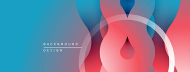 Soyut arkaplan özellikleri üst üste binen şekiller, gradyanlar. Mavi kırmızıya geçişler, modern tasarım yaratıyor. Minimalist estetik.