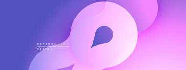 Soyut gradyan şekiller çakışıyor, yumuşak görsel akış yaratıyor. Mor, pembe renkler kompozisyona hakim. Minimalist tasarım.