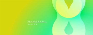 Soyut eğim arkaplanı. Yumuşak sarı geçişler canlı yeşile dönüşüyor. Üst üste binen şekiller akışkan ve modern tasarım yaratır. Minimalist estetik.
