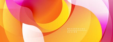 Soyut renkli katmanlar dinamik arkaplan yaratır. Sıcak tonlar hakim, pürüzsüz gradyanlar, modern estetik.