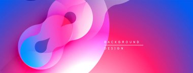 Soyut akışkan şekiller, canlı pembeler, maviler, morlar dinamik bir zemin oluşturur. Modern tasarım, pürüzsüz gradyanlar görsel ilgi sunar.