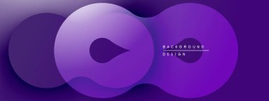Soyut mor tasarım, üst üste binen daireler. Gradyan gölgeler derinlik yaratır, modern estetik. Minimalist kompozisyon, zarif görsel etki.