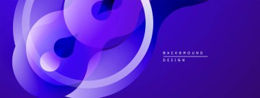 Soyut sıvı şekiller, canlı mor renkler, modern tasarım. Gradyan arkaplan derinlik, pürüzsüz geçişler, zarif kompozisyon yaratır.