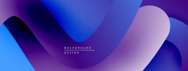 Soyut sıvı şekilleri, canlı mor, mavi gradyanlar. Modern tasarım, pürüzsüz geçişler, dinamik kompozisyon. Minimalist estetik.