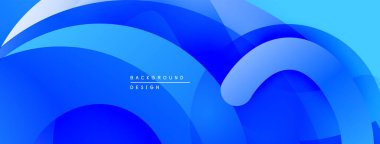 Soyut mavi dalgalar dinamik arkaplan yaratır. Pürüzsüz eğimler, üst üste binen şekiller hareketi, modern tasarım estetiğini akla getiriyor..