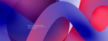 Soyut sıvı şekilleri, canlı gradyanlar. Mor, mavi, kırmızı renkler dinamik kompozisyon yaratır. Modern tasarım ögesi.