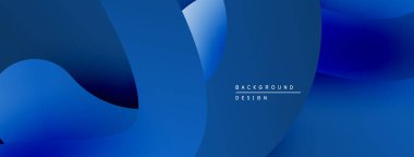 Soyut mavi şekiller dinamik arkaplan oluşturur. Yumuşak eğimler derinlik ve modern tasarım estetiğini akla getiriyor.