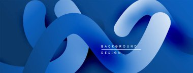 Soyut akışkan şekiller, mavi eğimler, modern tasarım. Yumuşak eğriler dinamik bileşim oluşturur, uygun arkaplan ögesi.