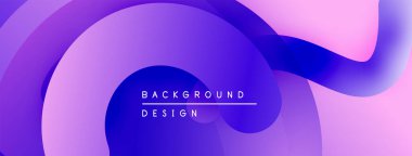 Soyut sıvı şekiller, canlı mor renkler maviye karışıyor. Modern tasarım hareketi, enerjiyi, yumuşak eğilimleri çağrıştırıyor.