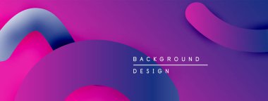 Soyut mor arkaplan, üst üste binen sıvı şekilleri içeriyor. Gradyan renkler dinamik görsel efekt yaratır. Metin kaplamalı minimalist tasarım.