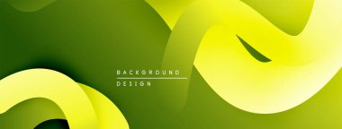 Soyut sıvı şekiller, canlı yeşil sarı renkler. Modern tasarım, pürüzsüz eğimler dinamik kompozisyon yaratır. Minimalist estetik.