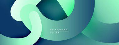 Soyut sıvı şekilleri üst üste binerek katmanlı deniz mavisi ve yeşil renkler yaratır. Modern tasarım hareketi çağrıştırıyor, derinliği. Minimalist estetik.