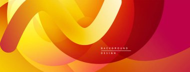Soyut akış katmanları, sıcak renkler baskın gelir. Gradyan gölgeler dinamik görsel efekt yaratır. Arka planlar için modern tasarım ögesi.