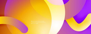 Soyut sıvı şekilleri canlı turuncu, sarı ve mor renkleri harmanlar. Modern tasarım dinamik görsel deneyim yaratır. Düzen eğimleri kompozisyona hakim.