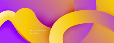 Soyut sıvı şekiller, canlı renklerin karışımı. Turuncu, sarı, mor renkler dinamik görsel akış yaratır. Modern tasarım ögesi.