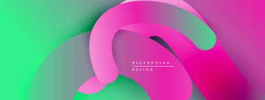 Soyut sıvı şekilleri, canlı gradyanlar. Pembe, yeşil renkler modern tasarımı kusursuz bir şekilde harmanlıyor. Yumuşak kıvrımlar hareketi, derinliği gösterir.