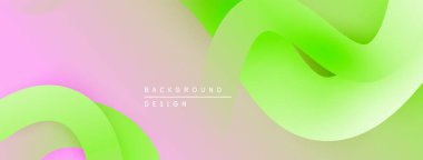 Soyut sıvı şekilleri pembe ve yeşil renkleri harmanlıyor. Yumuşak gradyanlar dinamik görsel akış yaratır. Minimalist tasarım modern estetiği çağrıştırıyor.