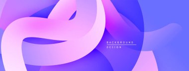 Soyut sıvı şekiller, canlı mor renkler maviye karışıyor. Modern tasarım hareketi, enerjiyi, yumuşak eğilimleri çağrıştırıyor.