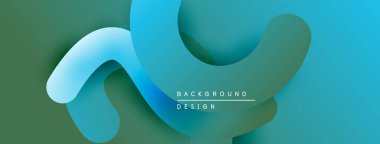 Soyut katmanlar akıcı şekiller yaratır, havalı renkler tasarıma hakim olur. Minimalist estetik, modern his. Arkaplan metni mevcut.