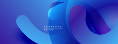 Soyut akışkan şekiller, canlı mavi mor gradyanlar. Modern tasarım, pürüzsüz geçişler dinamik görsel efekt yaratır.