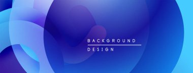 Soyut mavi arkaplan. Üst üste binen şekiller dinamik görsel efekt yaratır. Dijital projeler için modern tasarım.